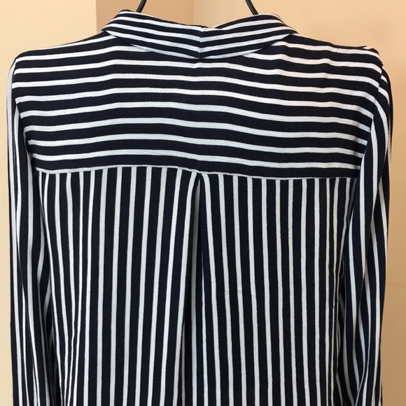 ZARA trf Collection Navy & White Striped Blouse - Picture 6 of 6
